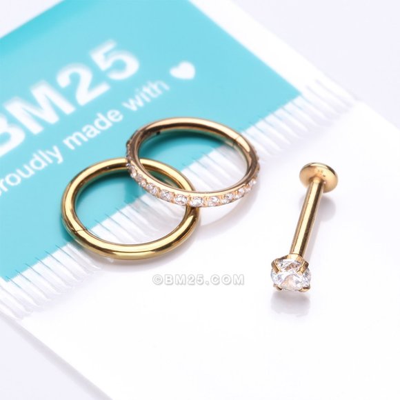 3 Pcs of Assorted Everyday Golden Sparkle Gem Stud x Clicker Package - Picture 3 of 3